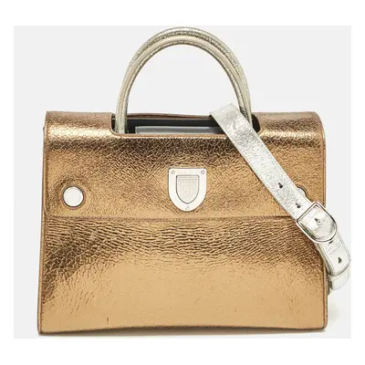 Dior Gold/Silver Ceramic Effect Leather Diorever Top Handle Bag