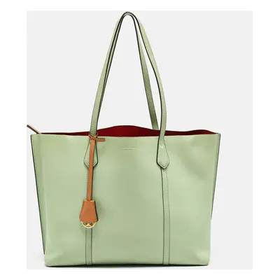 Tory Burch Green/Brown Leather Perry Shopper Tote