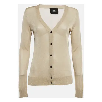 D&G Gold Lurex Knit Button Front Cardigan