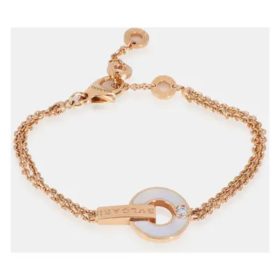 Bvlgari 18K Rose Gold and Diamond Bvlgari Bvlgari Chain Bracelet