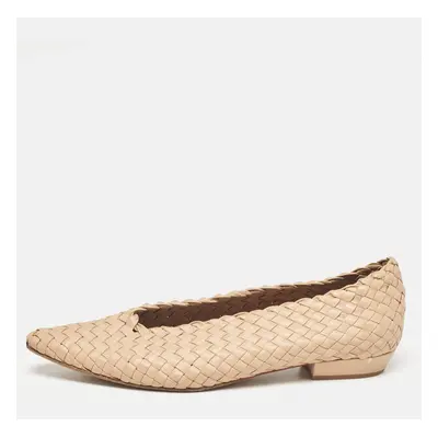 Bottega Veneta Beige Intrecciato Leather Flats Size