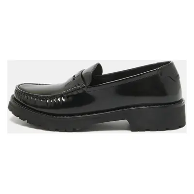 Saint Laurent Black Leather Slip On Loafers Size