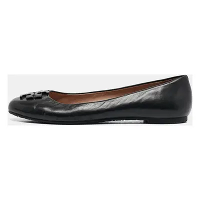 Tory Burch Black Leather Lowell Ballet Flats Size 37.5