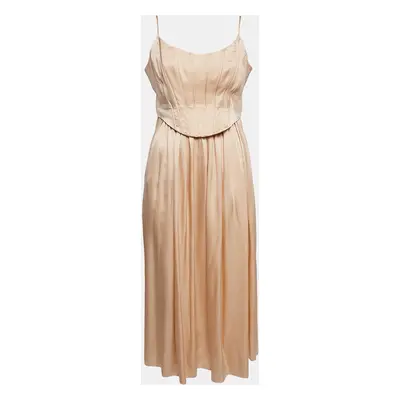 Zimmermann Beige Satin Silk Corset Midi Dress