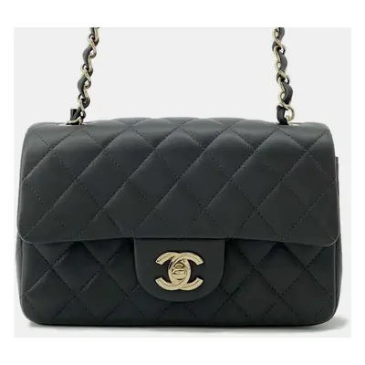 Chanel Gray Lambskin Mini Flap Shoulder Bag