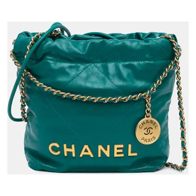 Chanel Green Mini Shiny Calfskin Handbag