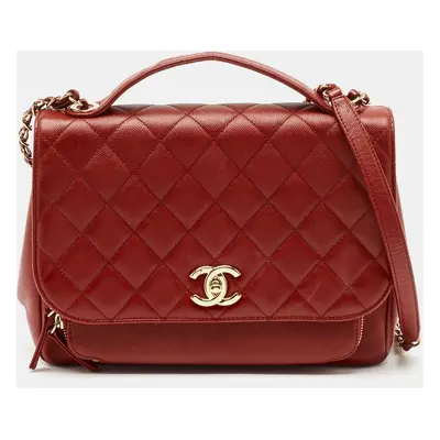 Chanel Red Quilted Caviar Leather Large Business Affinity Flap Bag