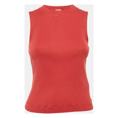 Brunello Cucinelli Red Rib Knit Monili Detail Tank Top