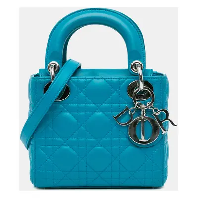 Dior Blue Mini Lambskin Cannage Lady Dior Bag