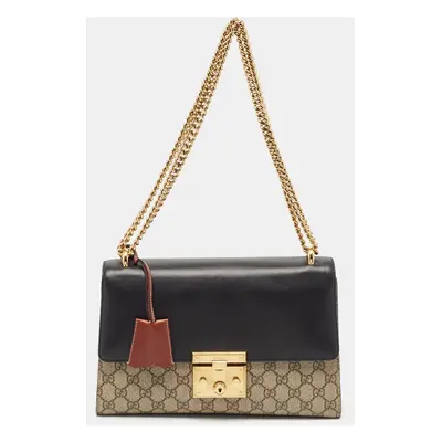 Gucci Tricolor GG Supreme Canvas and Leather Padlock Shoulder Bag