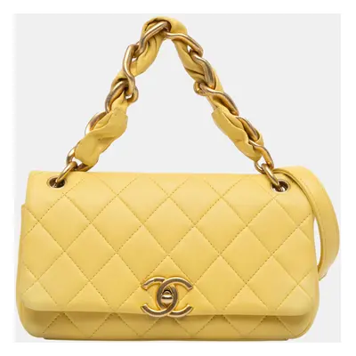 Chanel Yellow Lambskin Leather Chain Is More Flap Bag