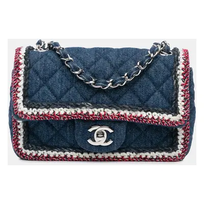 Chanel Blue Mini Rectangular Classic Denim Tweed Framed Single Flap