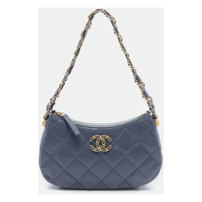 Chanel Blue Leather Hobo Shoulder Bag