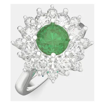 925 Sterling Silver Flower Color & Lab Grown Diamond Ring US