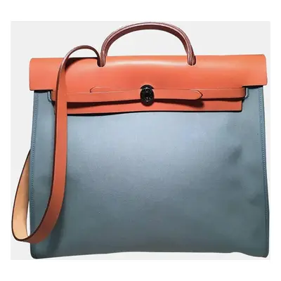 Hermes Blue Canvas Toile Herbag Tote