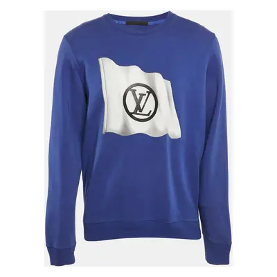 Louis Vuitton Blue Flag Print Cotton Blend Sweatshirt