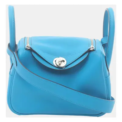 Hermes Lindy Blue Frida Swift Leather Shoulder Bag