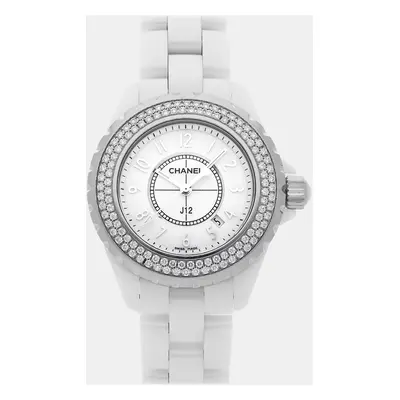 Chanel White Ceramic J12 H0967 Quartz Women's Wristwatch mm