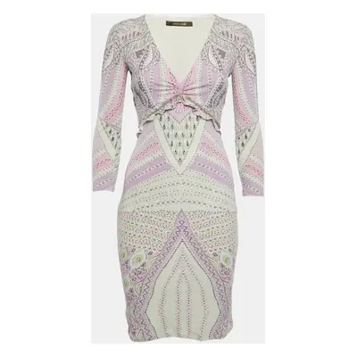 Roberto Cavalli Multicolor Jersey Chain Detail Mini Dress