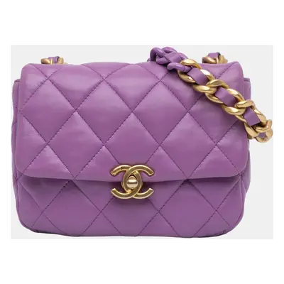 Chanel Purple Lambskin Mini Candy Chain Flap Shoulder Bag