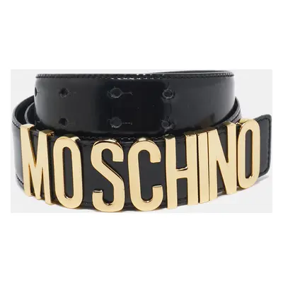 Moschino Black Leather Classic Logo Belt 85CM