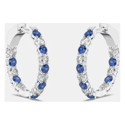 925 Sterling Silver Hoop Color & Lab Grown Diamond Earrings