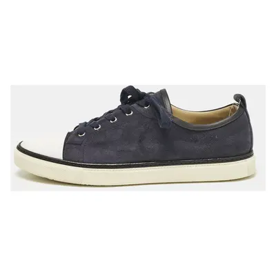 Hermes Navy Blue/White Suede and Leather Low Top Sneakers Size