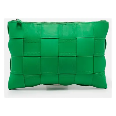 Bottega Veneta Green Maxi Intrecciato Rubber Pouch