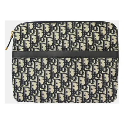 Dior Gray Navy Trotter Clutch Bag