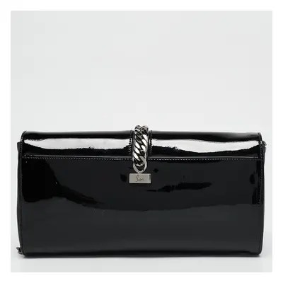 Christian Louboutin Black Patent Leather Catalina Clutch