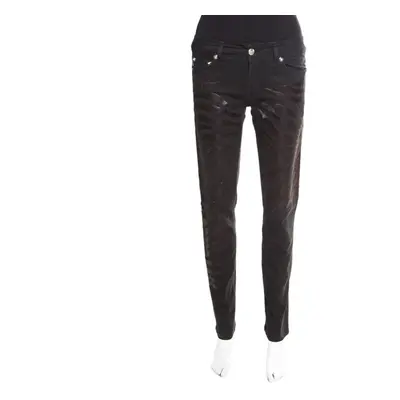 Just Cavalli Black Washed Denim Crystal Embellished Skinny Jeans