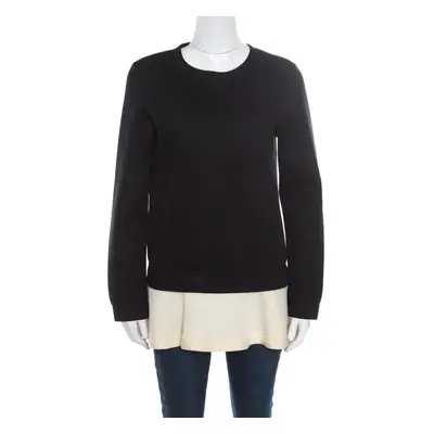 Valentino Black Contrast Flared Hem Detail Sweatshirt