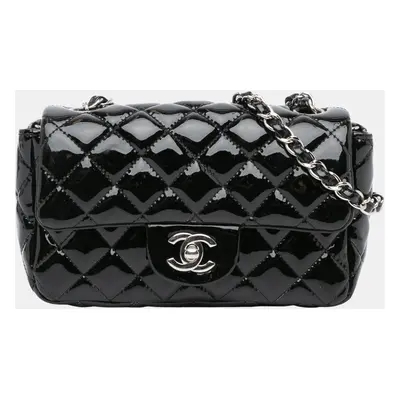 Chanel Black Mini Rectangular Classic Patent Single Flap