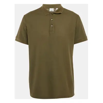 Burberry Olive Green Cotton Pique Polo T-Shirt