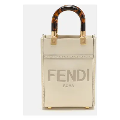 Fendi Cream Leather Mini Sunshine Tote