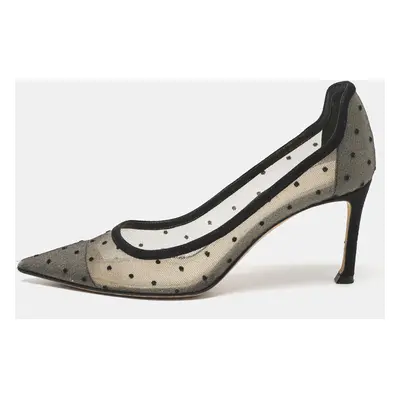 Dior Black/Beige Mesh Polka Dot D-Moi Pumps Size 35.5