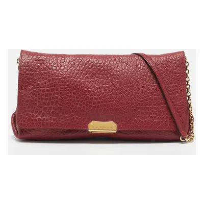 Burberry Red Pebbled Leather Mildenhall Shoulder Bag