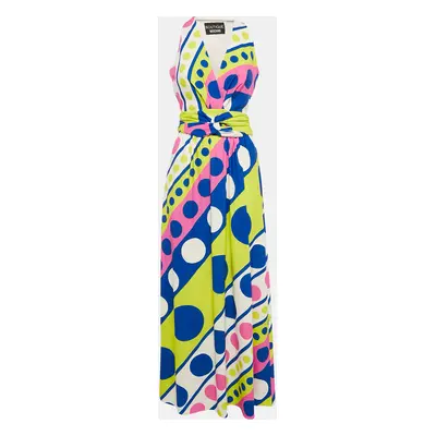 Boutique Moschino Multicolor Geometric Print Jersey Sleeveless Maxi Dress