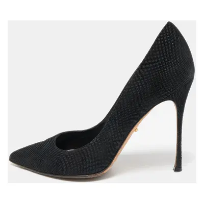 Sergio Rossi Black Canvas Pointed Toe Pumps Size