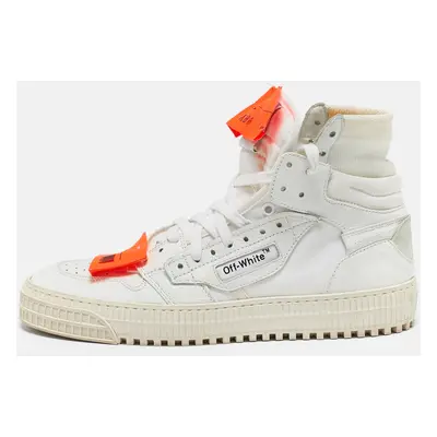 Off-White White/Grey Canvas And Leather Off Court 3.0 High Top Sneakers Size