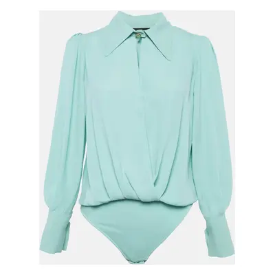 Elisabetta Franchi Green Crepe Bodysuit Top