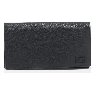 Fendi Black Leather Bifold Long Wallet