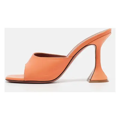 Amina Muaddi Orange Leather Lupita Slide Sandals Size