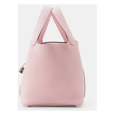 Hermes Rose Sakura Taurillon Clemence Picotin Lock PM Bag