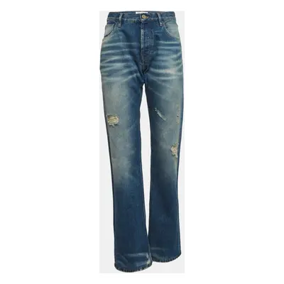 The Attico Blue Washed Denim Distressed Jeans Waist 27"