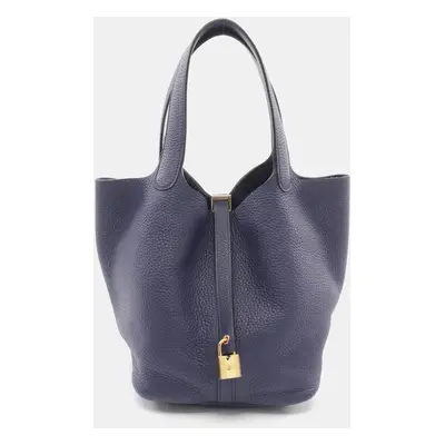 Hermes Purple Leather Picotin Lock MM Handbag