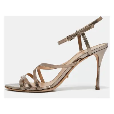 Sergio Rossi Metallic Leather Strappy Sandals Size 38.5