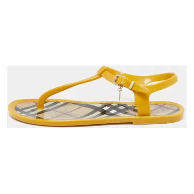 Burberry Yellow Jelly Thong Flat Slides Size