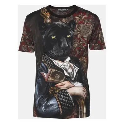 Dolce & Gabbana Multicolor Royal Panther Print Cotton T-Shirt