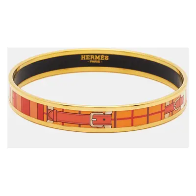 Hermès Caleche Enamel Gold Plated Narrow Bracelet